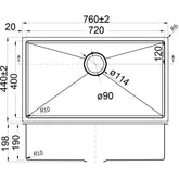 Acl Eden 760mm x 440mm Kitchen Sink